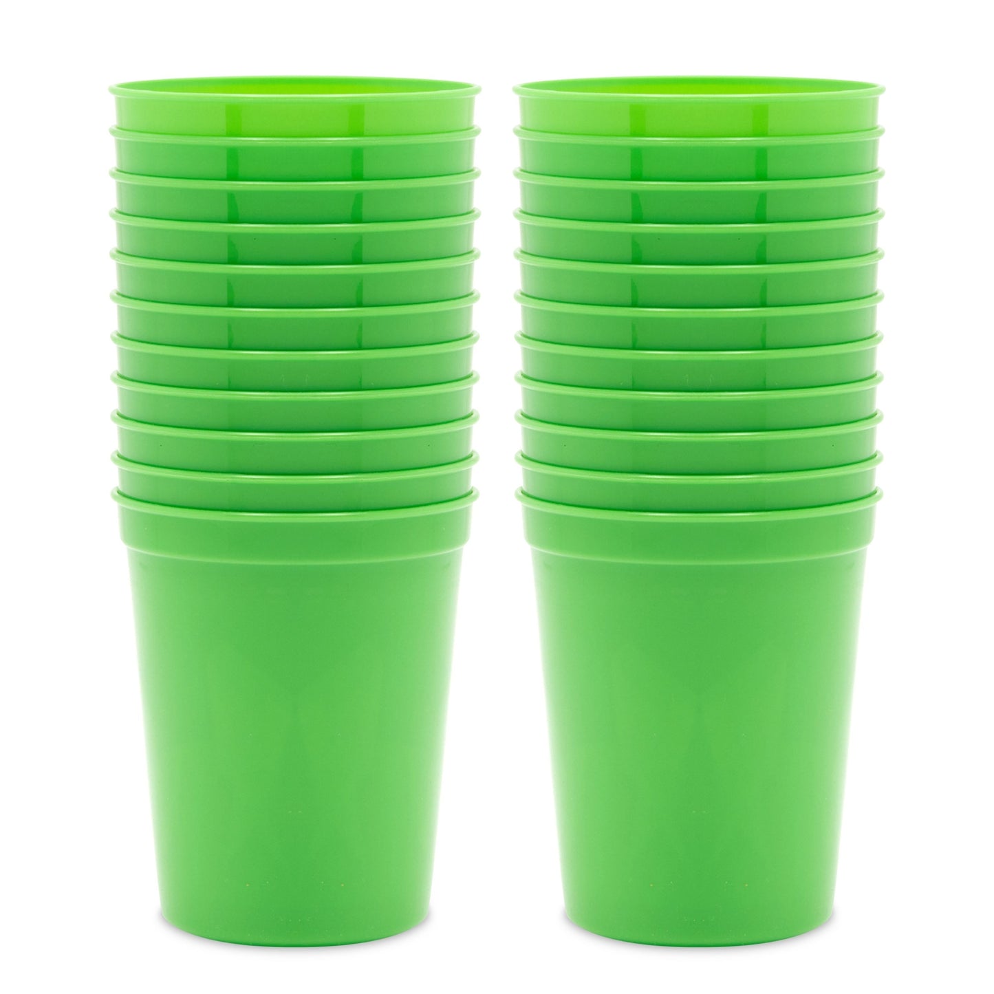 24-Pack 16-Ounce Green Plastic Stadium Cups, Bulk Reusable Tumblers for All Occasions and Celebrations