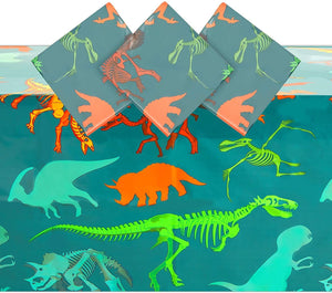3 Pack Dinosaur Tablecloth for Birthday Party Supplies, Baby Showers, Classroom Party, Disposable Table Cover, Green (54 x 108 In)