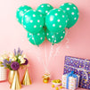 50-Pack 12-Inch Green Latex Polka Dot Balloons for Birthday Party Decorations Supplies with 1 Gold 2.5x2.5x5-Inch Balloon Weight and 1 Roll of 10mm Wide White String