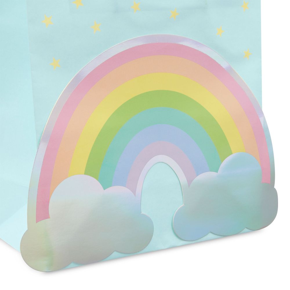 Rainbow Gift Bags with Handles and White Tissue Paper (15 Pack)