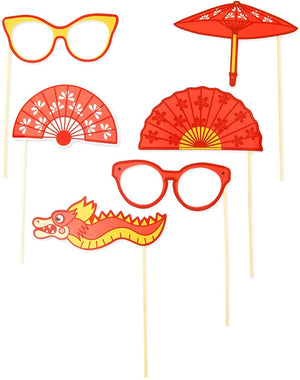 Chinese New Year Photo Booth Props, Fun Party Supplies (30 Pieces)