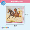 100 Pack Pink Horse Napkins, Cowgirl Birthday Party Supplies for Girls (6.5 x 6.5 In)