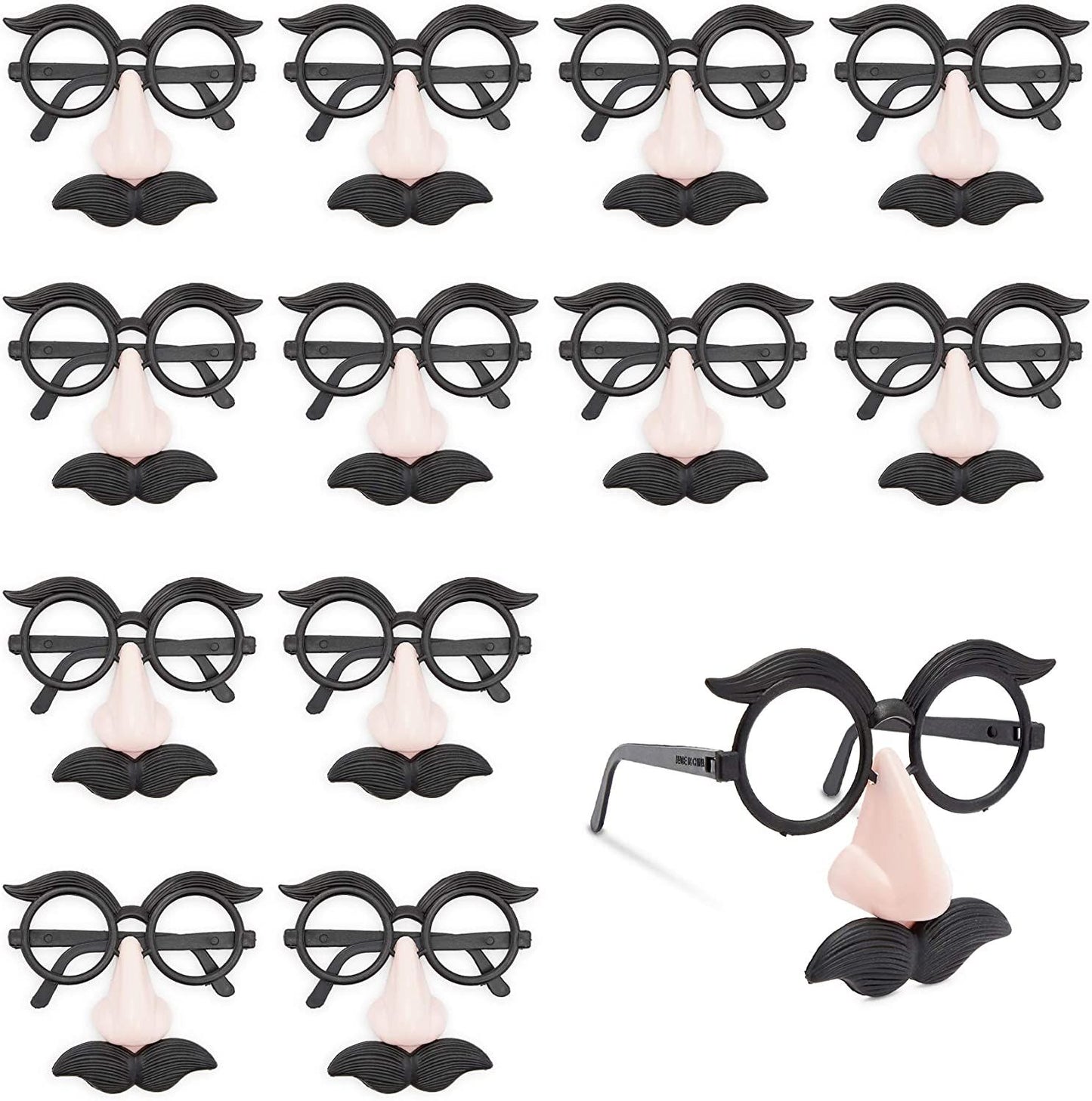 Funny Nose and Mustache Glasses for Halloween, Costumes, Parties (16 Pack)