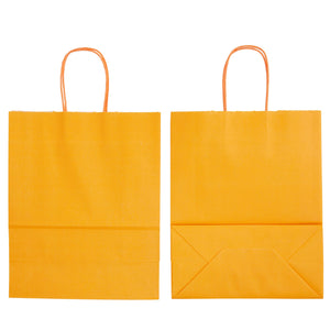 25-Pack Orange Gift Bags with Handles, 8x4x10-Inch Paper Goodie Bags for Party Favors and Treats, Birthday Party Supplies