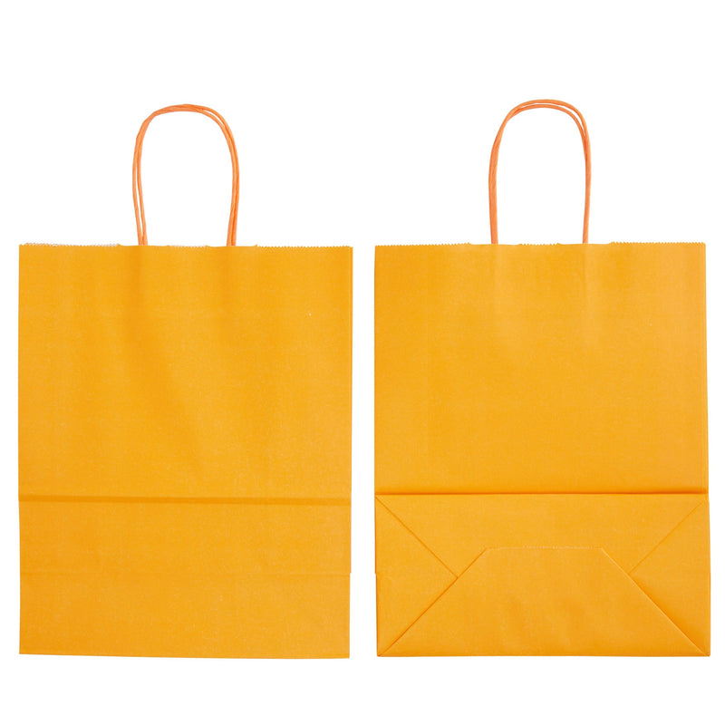 25-Pack Orange Gift Bags with Handles, 8x4x10-Inch Paper Goodie Bags for Party Favors and Treats, Birthday Party Supplies