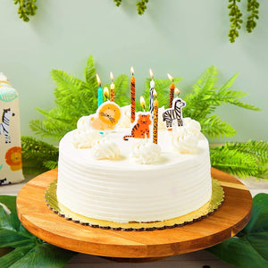 Safari Animal Cake Toppers and Thin Candles in Holders (27 Pieces)