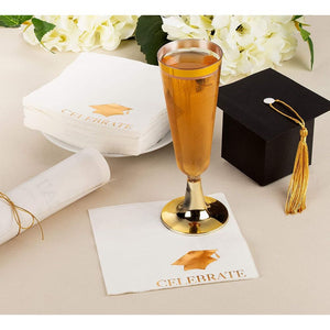 Graduation Party Napkins with Gold Foil Design (White, 5x5 In, 50 Pack)
