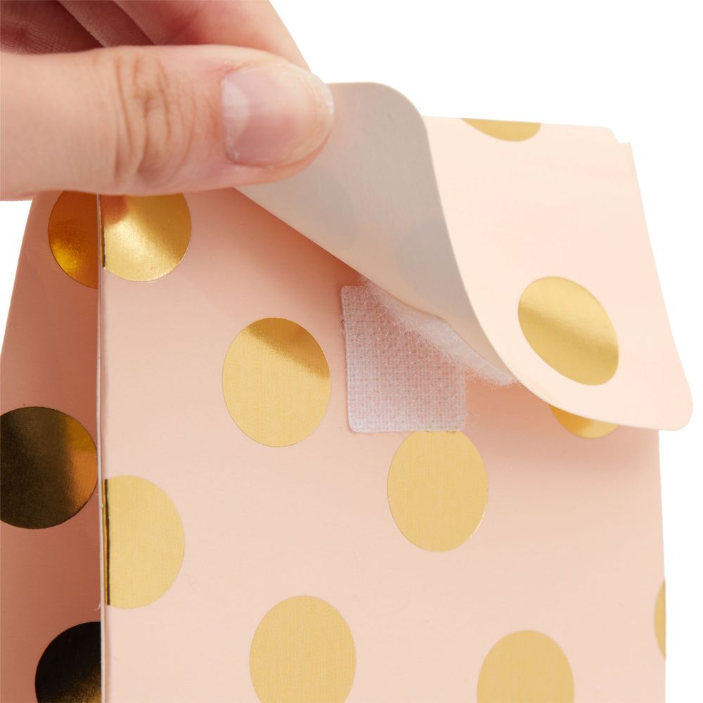 Pink Birthday Party Favor Gift Bags, Gold Foil Polka Dots Boxes (24 Pack)