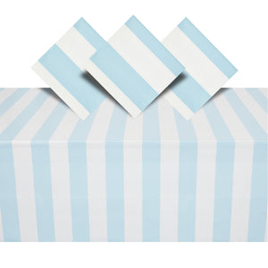 3 Pack Light Blue and White Striped Tablecloth, Disposable Table Cover for Summer Beach Theme Party Decorations (54 x 108 In)