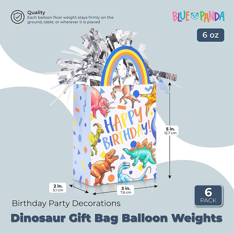 Dinosaur Gift Bag Balloon Weights, Birthday Party Decorations (6 oz, 6 Pack)