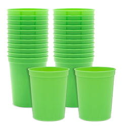 24-Pack 16-Ounce Green Plastic Stadium Cups, Bulk Reusable Tumblers for All Occasions and Celebrations