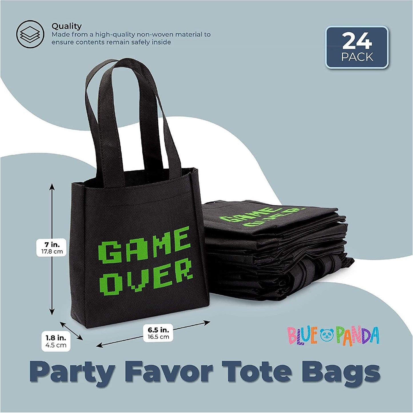 24 Pack Video Game Party Favor Bags for Boys, Gaming Canvas Gift Bags for Birthday (6.5 x 7 x 2 in)