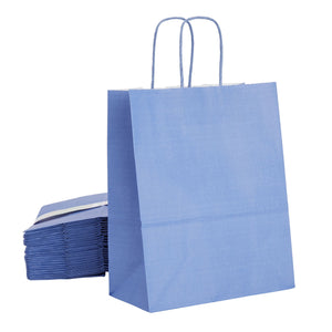 25-Pack Blue Gift Bags with Handles, 8x4x10-Inch Paper Goodie Bags for Party Favors and Treats, Birthday Party Supplies