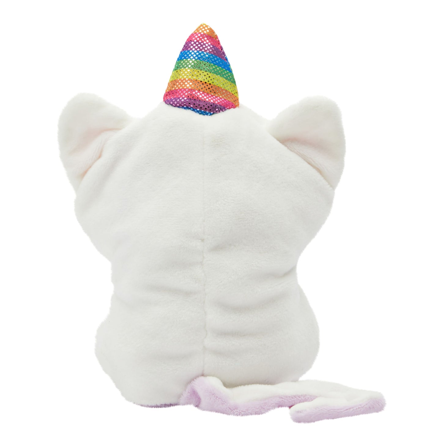 Small Reversible Caticorn Plush Toy, Lavender and White Caticorn Plushie with Rainbow Horn (6 x 12 In)