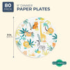 Blue Panda Jungle Safari Animals Party Paper Plates (9 in, 80 Pack)