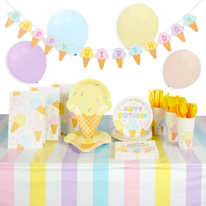 Ice Cream Birthday Party Decorations, Dinnerware, Party Favor Bags (207 Pieces)