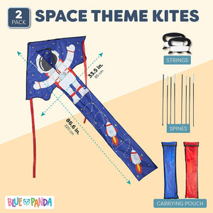 Small Outer Space Kites for Kids (33.5 x 86.6 in, 2 Pack)