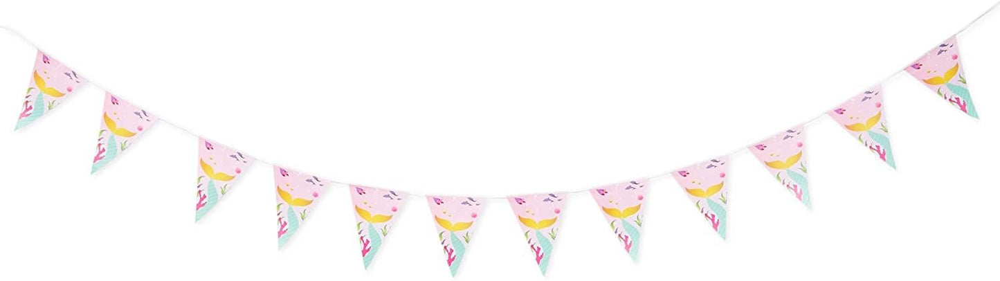 Mermaid Party Banners for Girls Birthday (11 ft, 3 Pack)