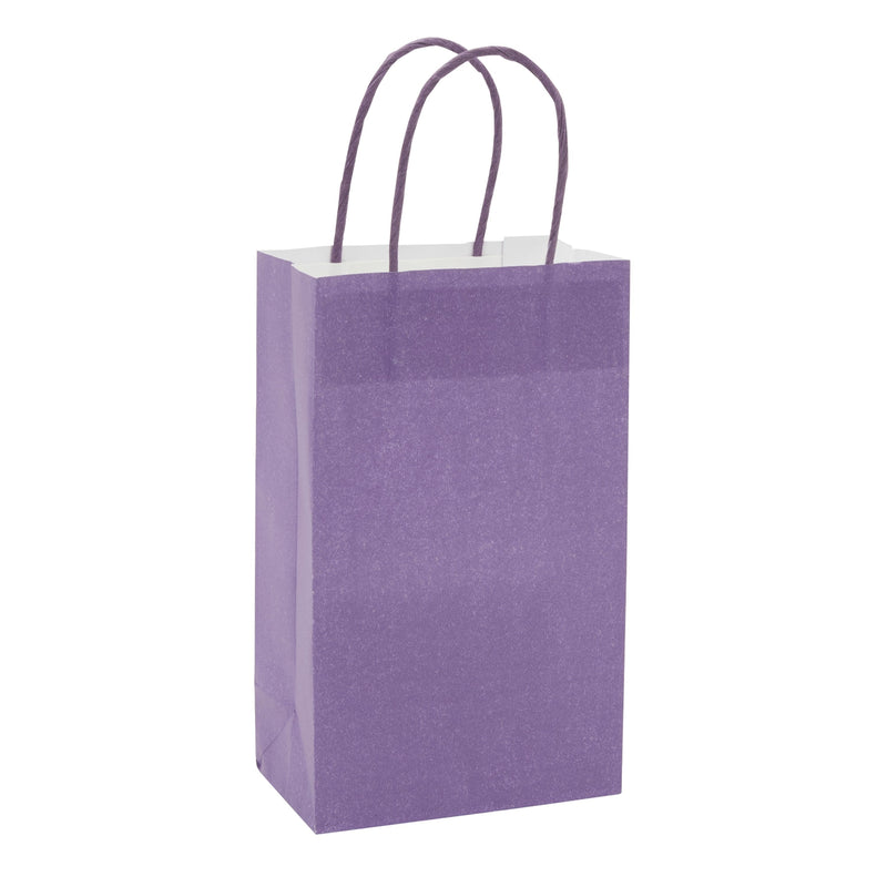 25-Pack Purple Gift Bags with Handles, 5.5x3.2x9-Inch Paper Goodie Bags for Party Favors and Treats, Birthday Party Supplies
