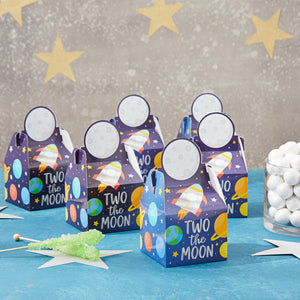 36 Pack Two The Moon Themed Party Favor Boxes for Outer Space 2nd Birthday Galaxy Party Supplies (4 x 7 In)