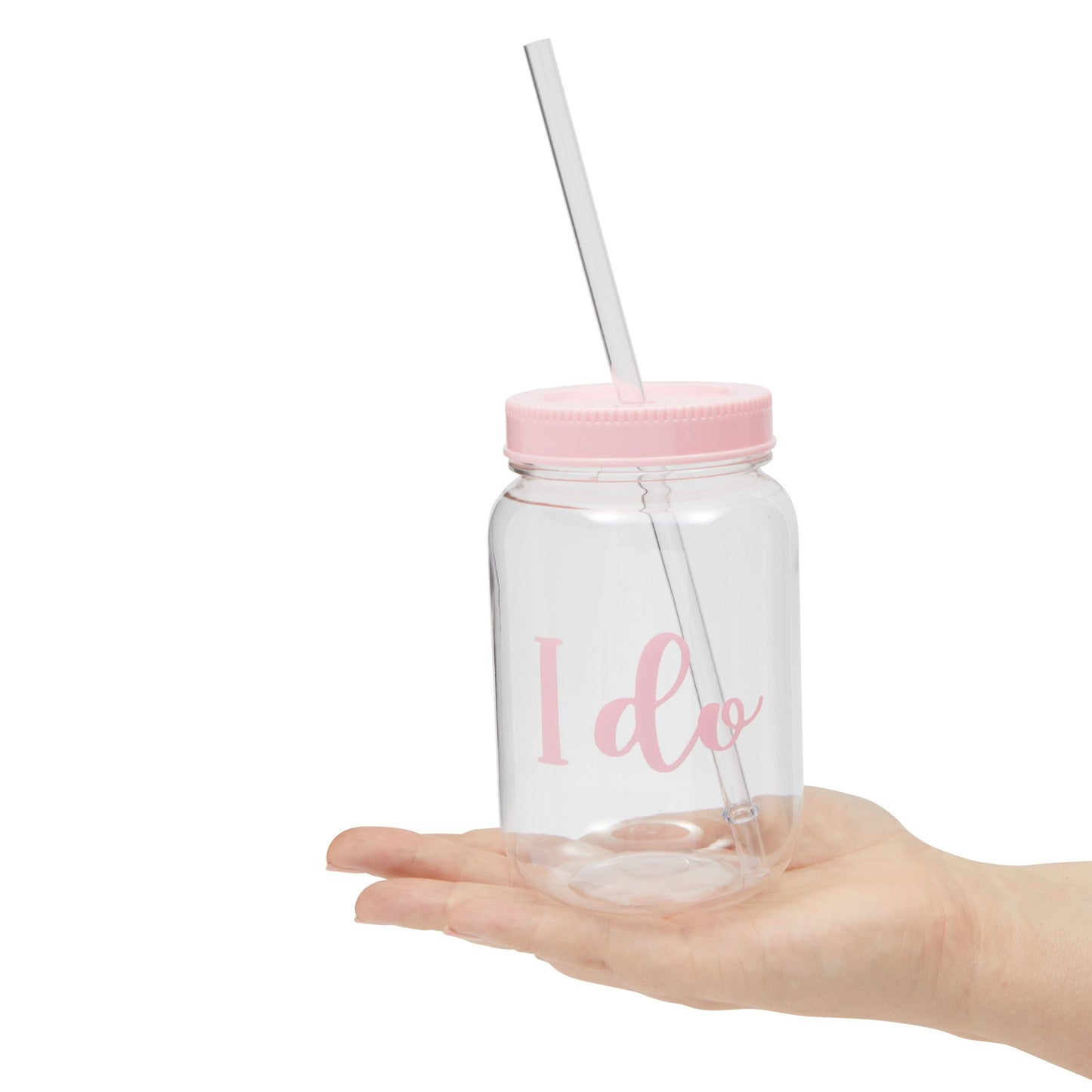 12 Pack "I Do Crew" Bachelorette Party Cups with Lids, Pink Bridal Shower Mason Jar Gifts (18 oz)