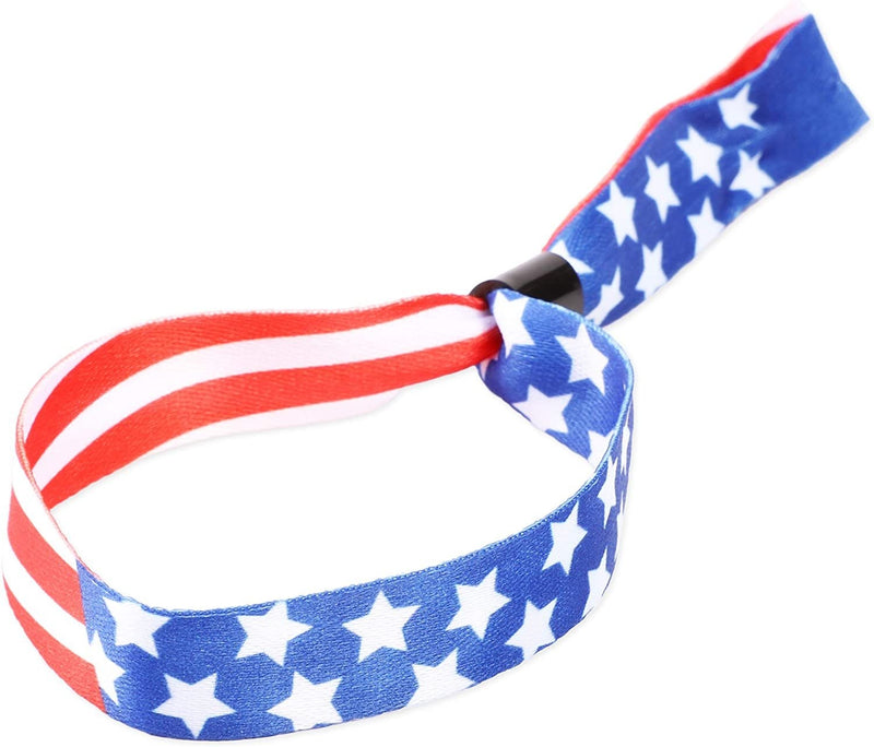 30 Pack Fabric Wristbands for 4th of July, Single-Use, American Flag Design