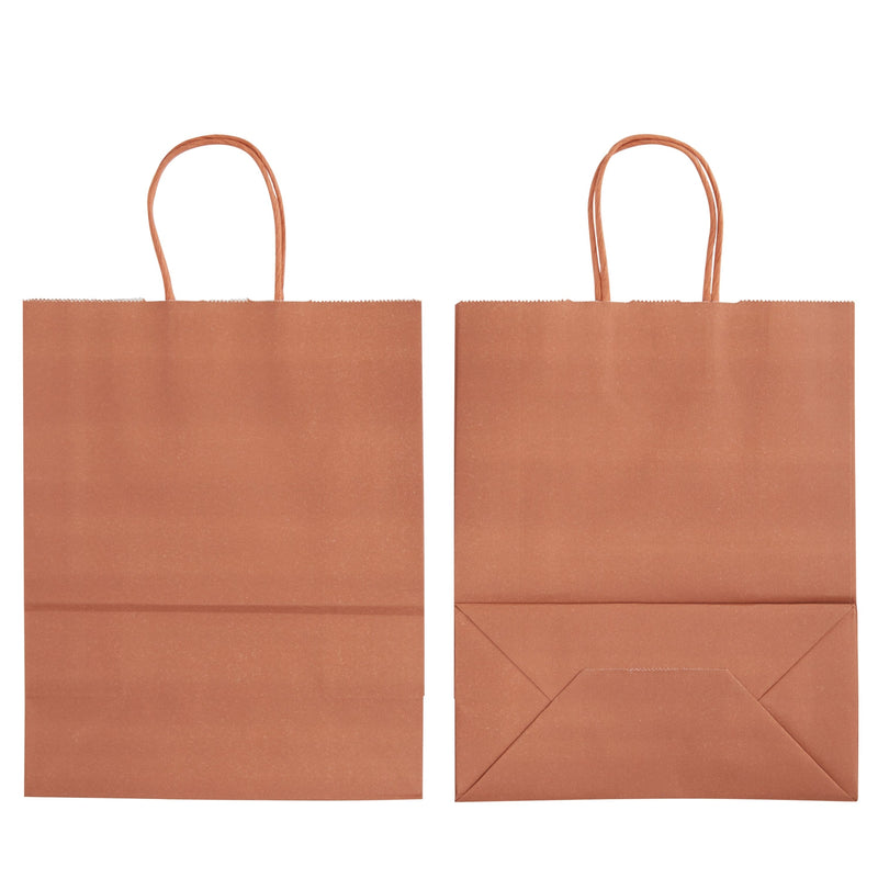 25-Pack Burnt Orange Gift Bags with Handles, 8x4x10-Inch Paper Goodie Bags for Party Favors and Treats, Birthday Party Supplies