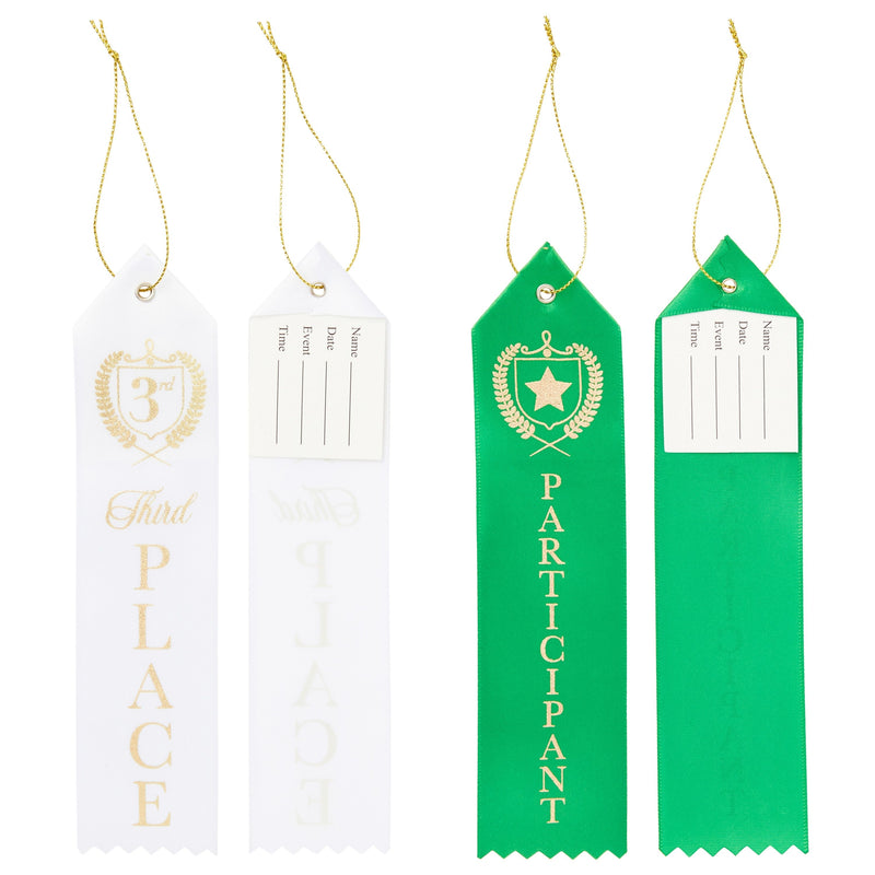 Award Ribbons, 1st, 2nd, 3rd Place, and Participant (2 x 8 In, 4 Colors, 100 Pack)