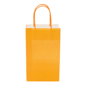 25-Pack Orange Gift Bags with Handles, 5.5x3.2x9-Inch Paper Goodie Bags for Party Favors and Treats, Birthday Party Supplies