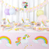 Serves 24 Unicorn Party Supplies & Decorations for Kids Girls Birthday, Rainbow Paper Plates, Napkins, Banner, Tablecloth & Balloons