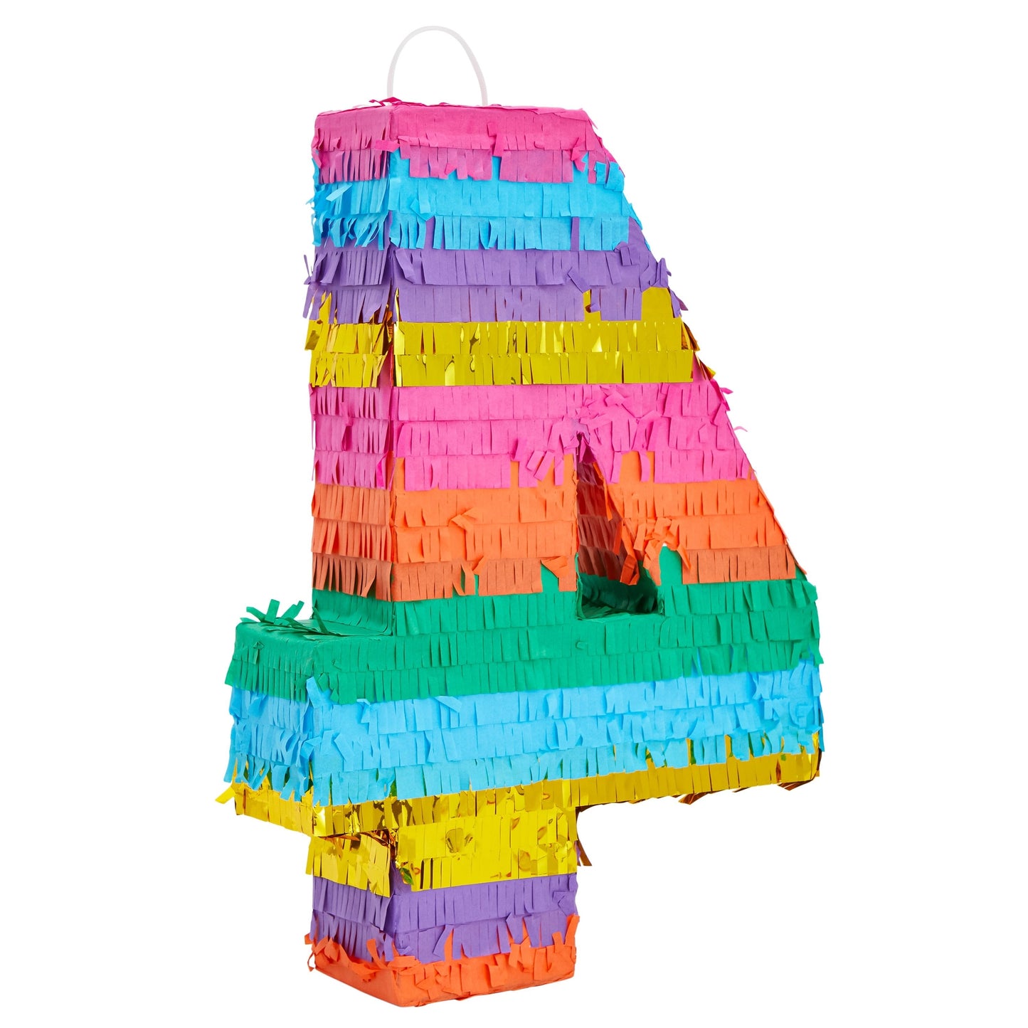 Rainbow Number 4 Pinata for 4th Birthday Party Decorations, (Small, 12 x 17 x 3 Inches)