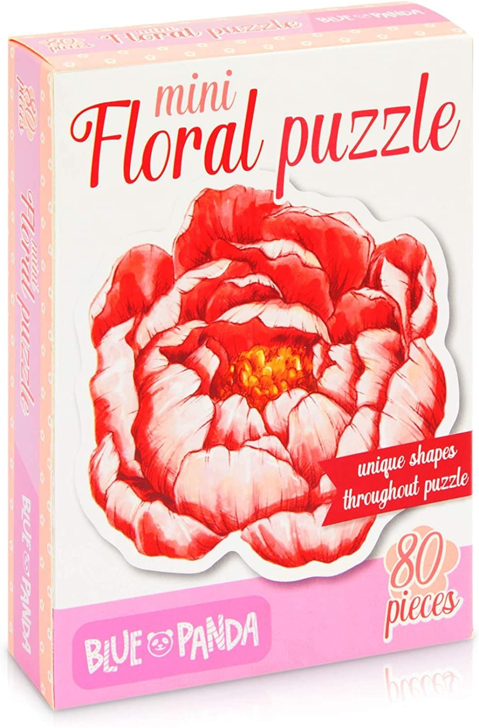 80 Pieces Mini Floral Jigsaw Puzzles for Adults, Pink Flowers Puzzle for Valentine's Day Gift, 8.4 x 8.6 in