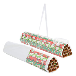 2 Pack Wrapping Paper Storage Bag, 40 inch Gift Wrap Organizer for 24 Rolls