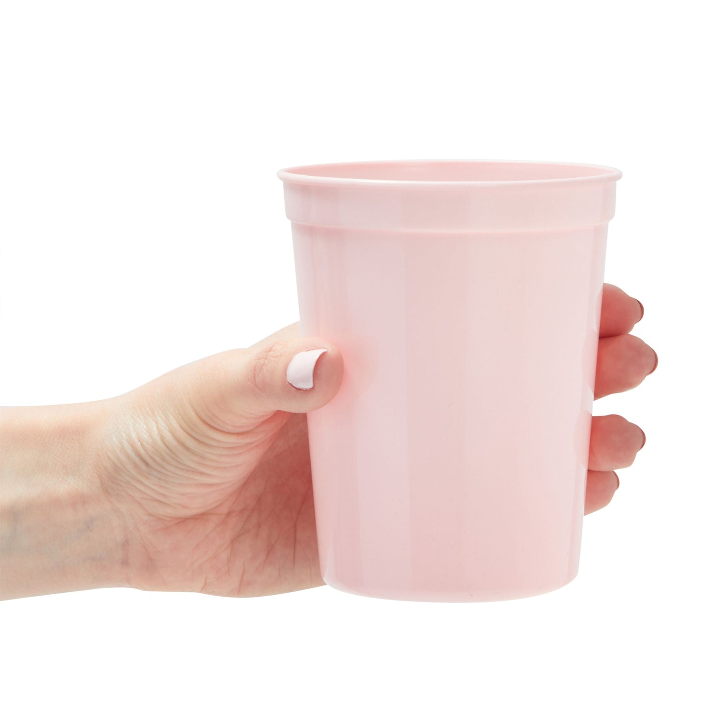 24-Pack 16-Ounce Light Pink Plastic Stadium Cups, Bulk Reusable Tumblers for All Occasions and Celebrations