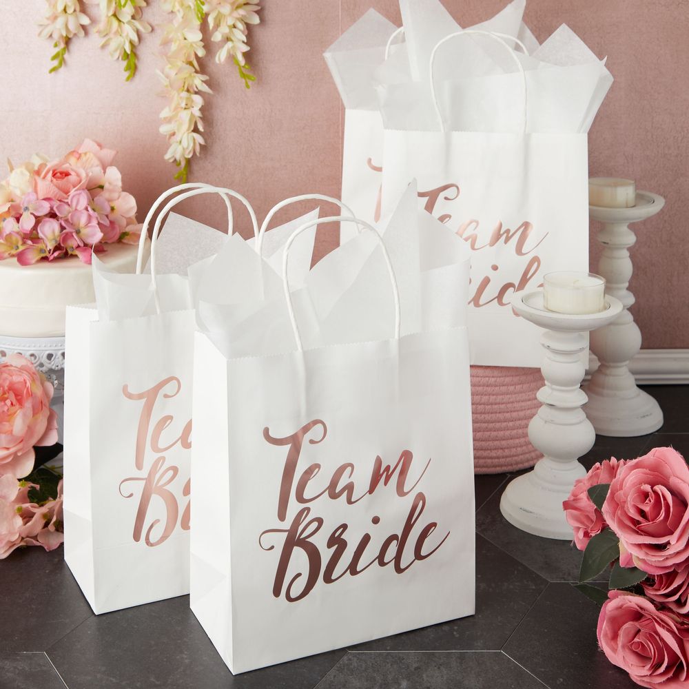 Team Bride Gift Bags for Bridesmaid Proposal, Bridal Shower Party Favors (15 Pack)