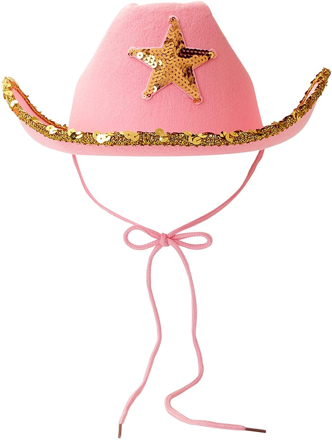 Western Cowboy and Cowgirl Hats for Kids, Pink Sparkly (4 Pack)