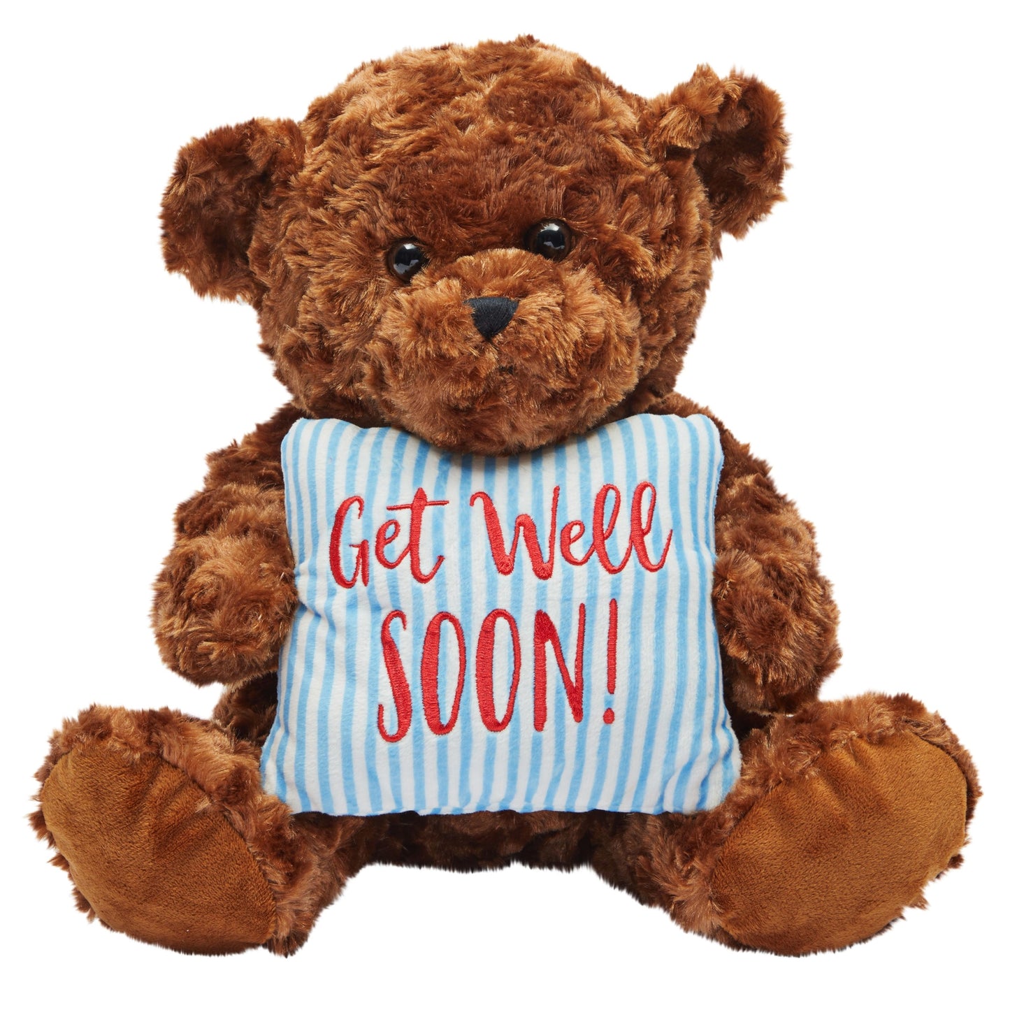 Get Well Soon Bear Plush Pillow, Get Well Soon Bear for Kids, Adults (Dark Brown, 14 In)