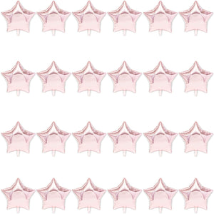 24 Packs Rose Gold Star Themed Foil Balloons 24" for Baby Shower Birthday Party Decorations
