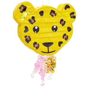 Small Leopard Pinata for Safari Birthday Party Decorations (16.5 x 13 x 3 in)