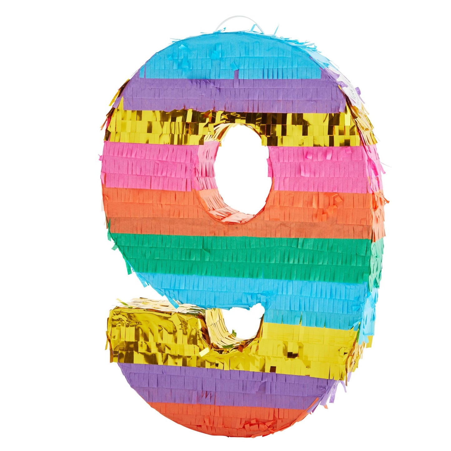 Rainbow Number 9 Pinata for 9th Birthday Party Supplies, Fiesta, Anniversary Celebration (Small, 16.5 x 11 x 3 In)