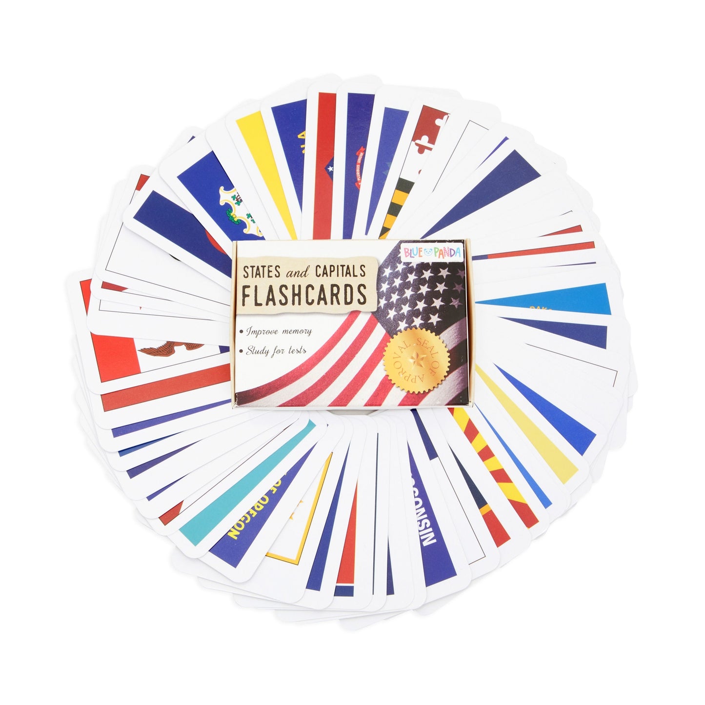 50 US States and Capitals Flash Cards for Kids (2.5 x 3.5 In)