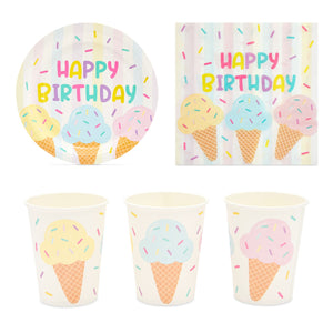 Ice Cream Birthday Party Decorations, Dinnerware, Party Favor Bags (207 Pieces)