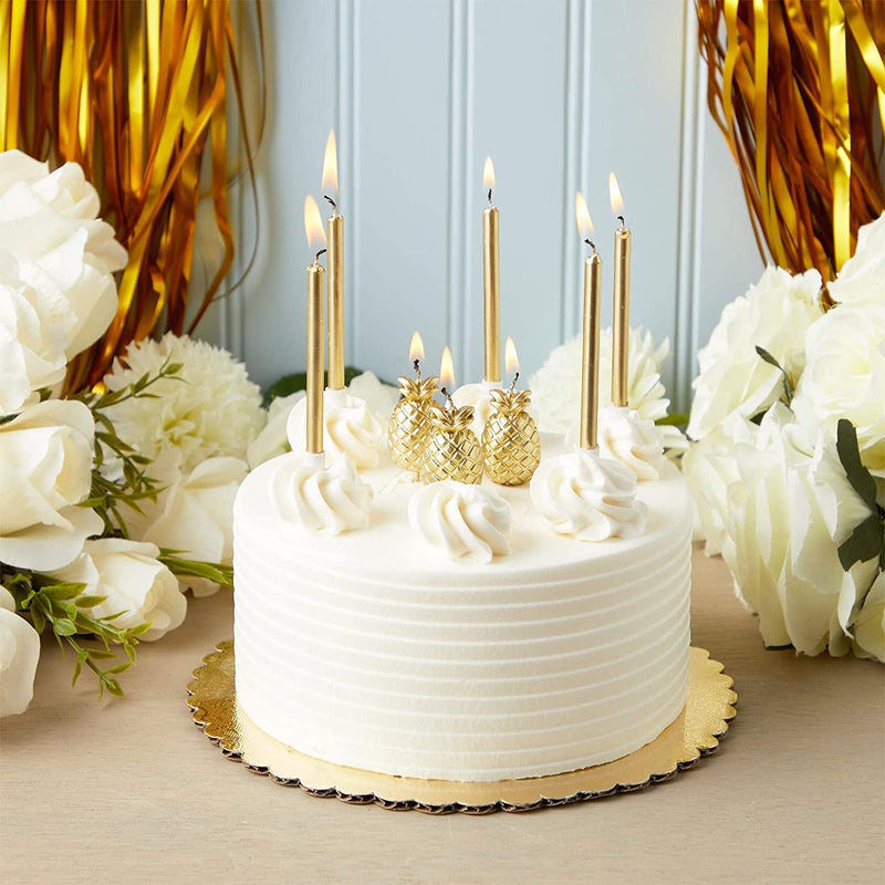Pineapple Cake Toppers, Thin Candles, Birthday Party Supplies (Gold, 30 Pieces)