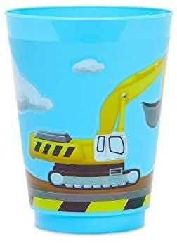 16 Pack Plastic Excavator Cups for Kids, Construction Party Favors for Birthday Party Supplies (16 oz)