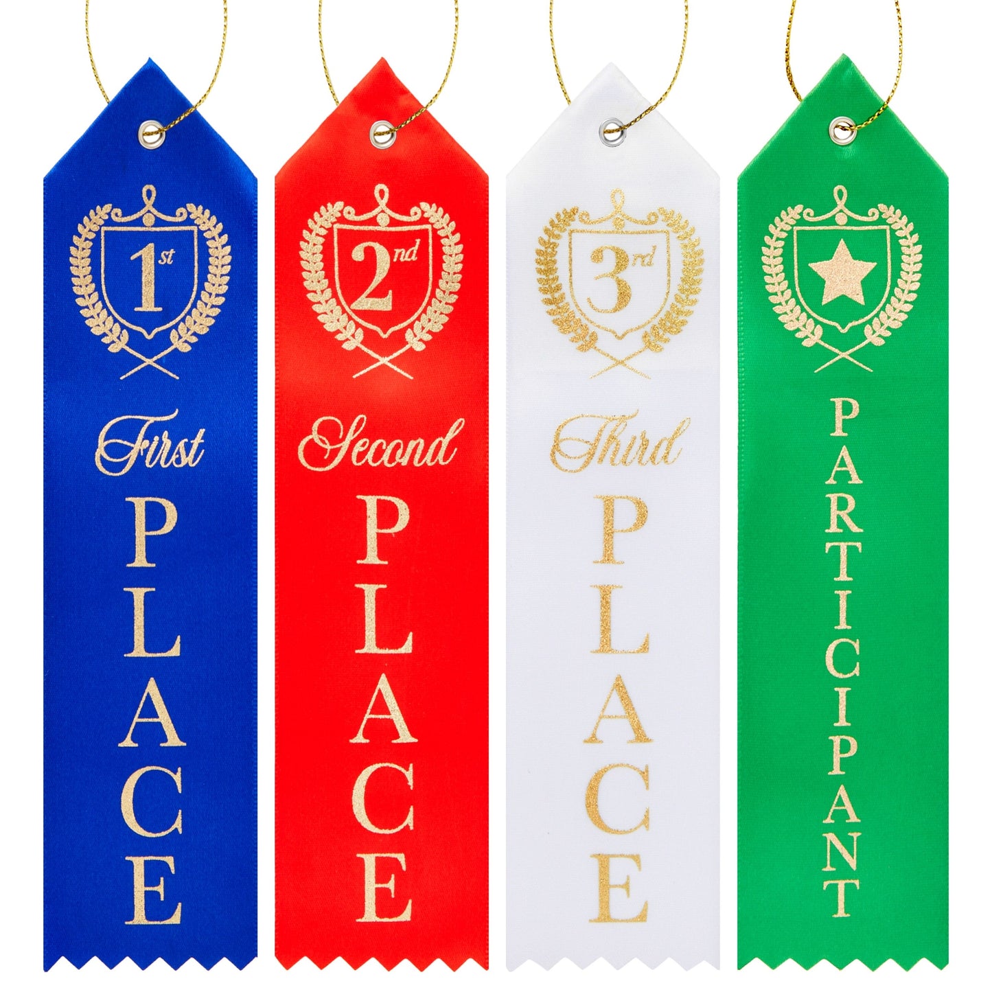 Award Ribbons, 1st, 2nd, 3rd Place, and Participant (2 x 8 In, 4 Colors, 100 Pack)