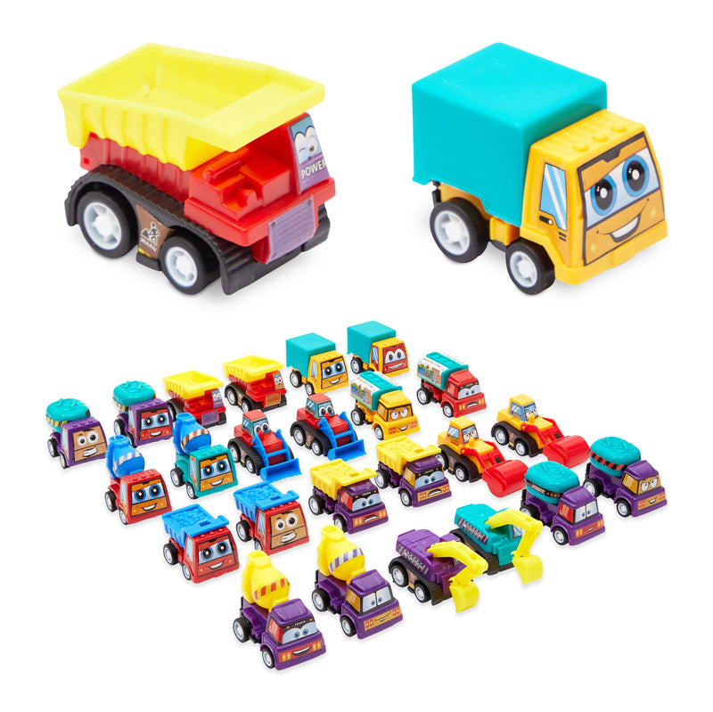 Mini Construction Trucks for Boys Birthday Party Favors, Pull Back Vehicles (24 Pieces)