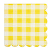 100 Pack Yellow Plaid Paper Napkins for Birthday Party Supplies (6.5 x 6.5 In)