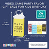 Video Game Party Favor Gift Bags for Kids Birthday (4 Assorted Designs, Kraft Paper, 24 Pack)