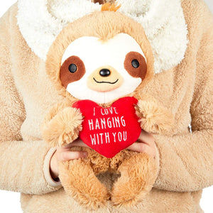 Sloth Plush Toy with Red Heart, I Love Hanging with You Stuffed Animal (10 in)