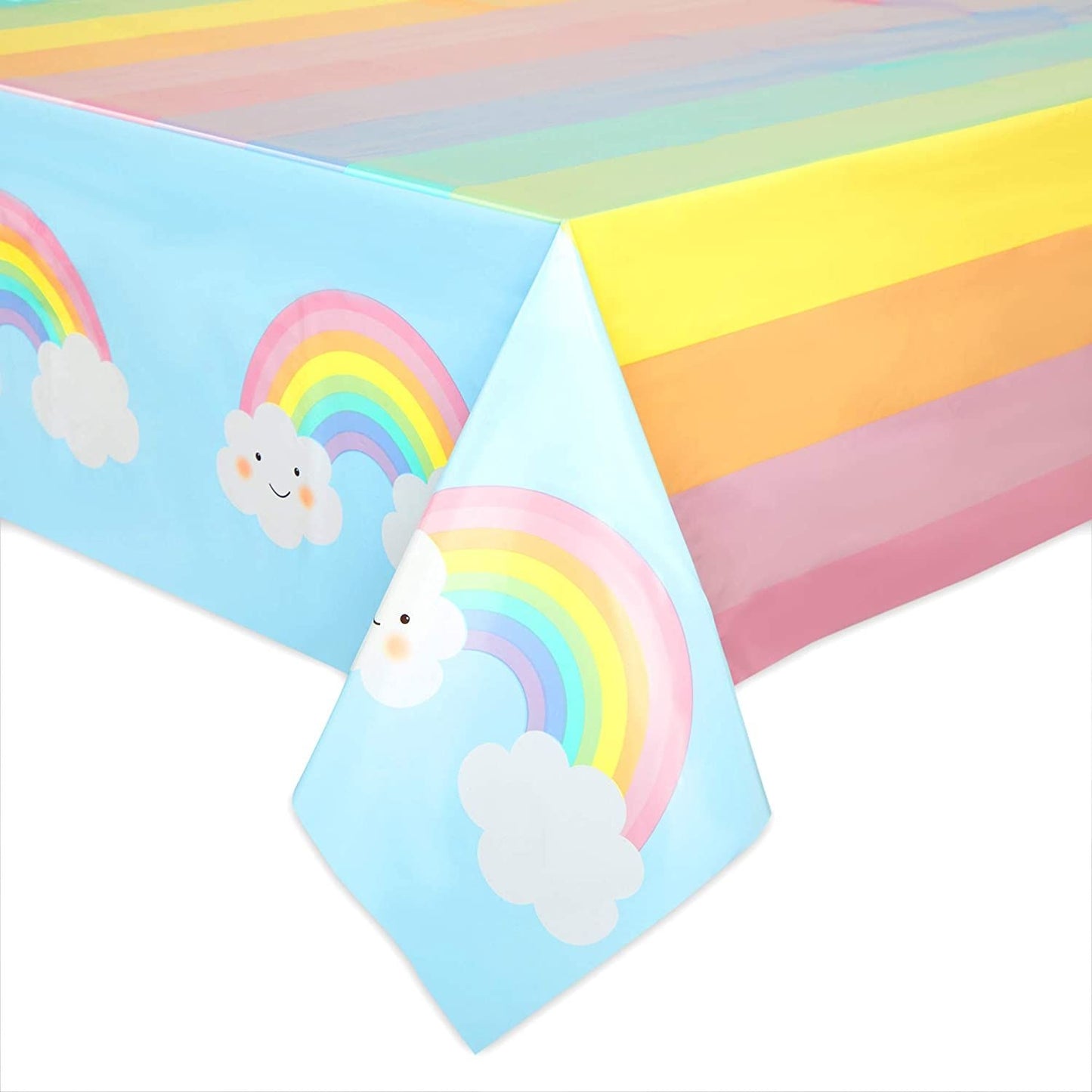 3 Pack Pastel Rainbow Tablecloth for Baby Shower Decorations, Unicorn Birthday Party (54 x 108 In)